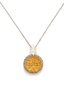 SILVER PETITE "C" CHAIN WITH GOLD SAINT BENEDICT MEDALLION