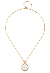GOLD PETITE "C" CHAIN AND SILVER BENEDICT MEDALLION