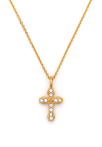 GOLD MICRO SWAROVSKI CROSS PENDANT